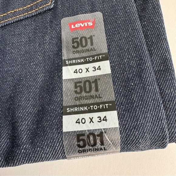 Levis 501 Jeans Rigid Shrink To Fit NWT Straight Leg Dark Wash Denim 40 X 34 - Picture 8 of 10